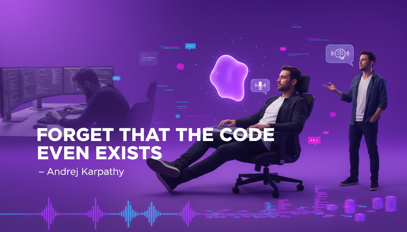 Vibe Coding definition - developer working with AI without touching keyboard